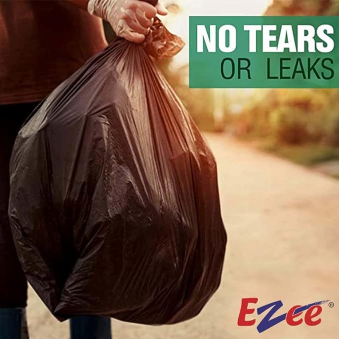 Ezee Black Garbage Bags Medium 90 Pcs | 30 Pcs x Pack of 3 Rolls | 19 x 21 Inch | Dustbin Bags/Trash Bags/Dustbin Covers for Wet and Dry Waste