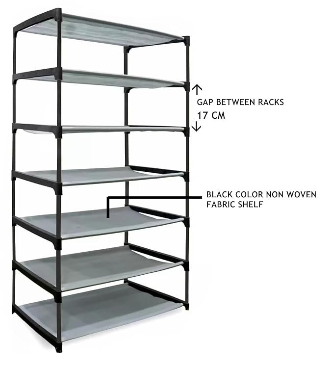 CMerchants Smart Buy Home Utility Portable Space Saving 6 Layer Metal Shoe Rack Organizer Stand GREY