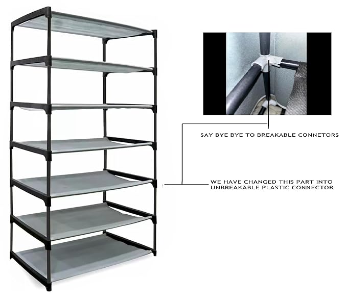 CMerchants Smart Buy Home Utility Portable Space Saving 6 Layer Metal Shoe Rack Organizer Stand GREY