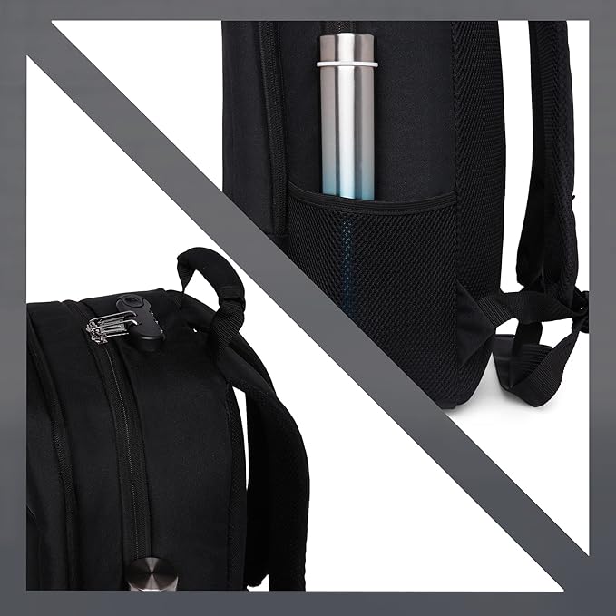 FUR JADEN Anti Theft Number Lock Backpack Bag with 15.6 Inch Laptop Compartment, USB Charging Port & Organizer Pocket for Men Women Boys Girls