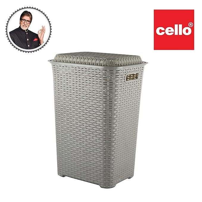 Cello Eliza Plastic Laundry Basket, L.Grey