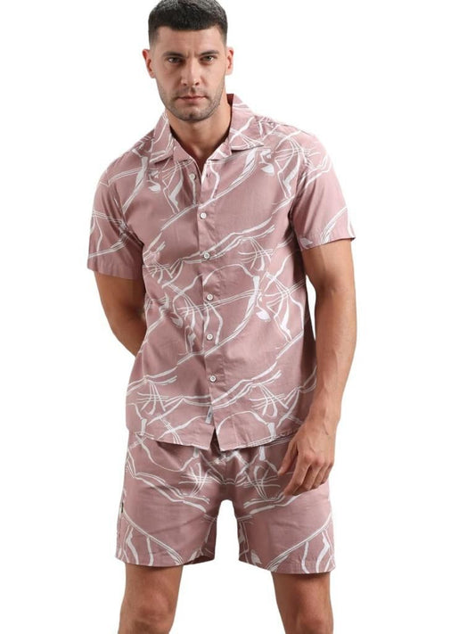 Men's Shirt And Shorts Set Short Sleeve