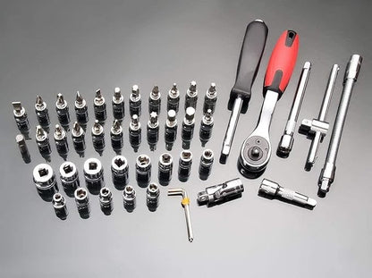 Drive Mechanic Tools Kit Ratchet Screwdriver Sockets Kit Metric Multi Purpose Combination Tool Case Set 46 in 1Pcs