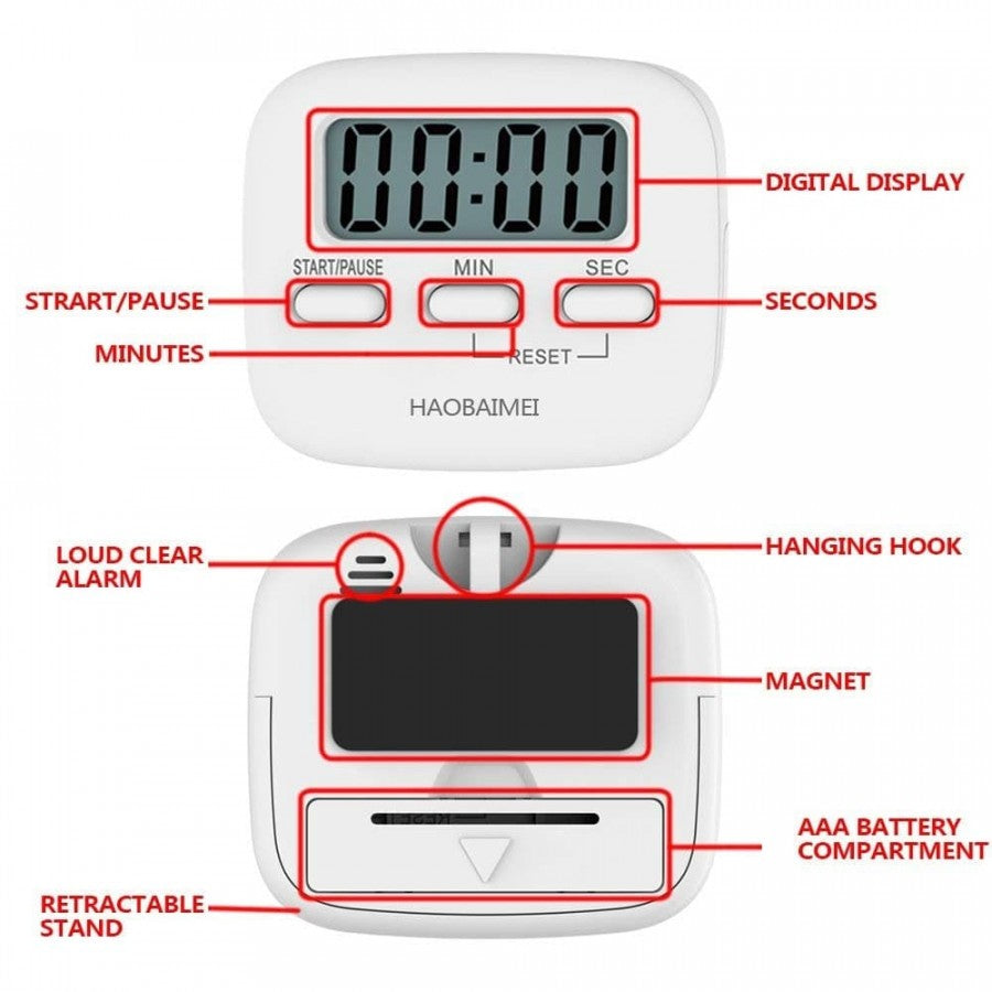 Digital Kitchen Timer | Gym Timer | Meeting Timer