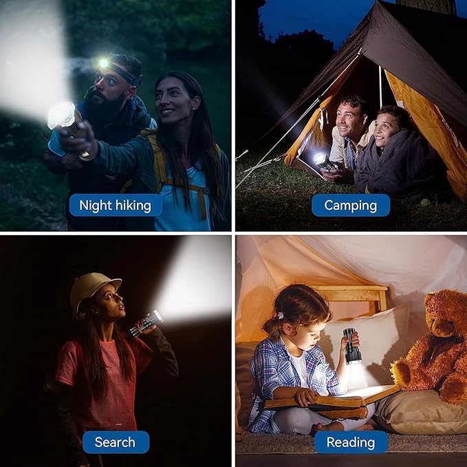 4 in 1 LED Torch Lights | Rechargeable Emergency Torch Light | USB Charge Flashlight