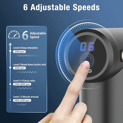 Massage Gun Vibrator With 6 Adjustable Speed for Pain Relief with 4 Heads | Ultra Quiet & Portable Massager