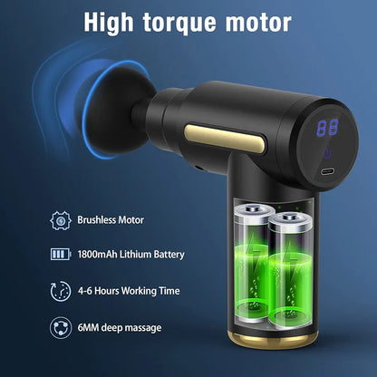 Massage Gun Vibrator With 6 Adjustable Speed for Pain Relief with 4 Heads | Ultra Quiet & Portable Massager