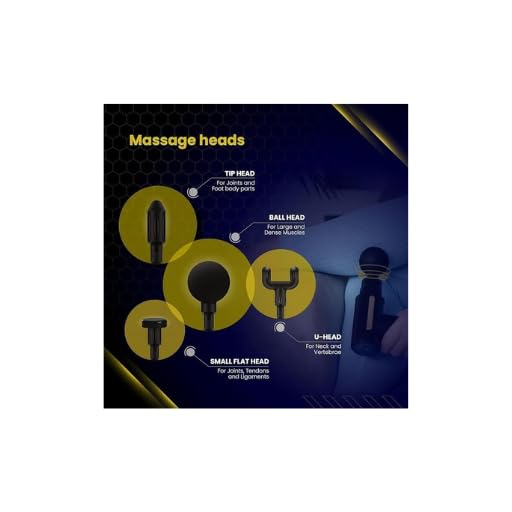 Massage Gun Vibrator With 6 Adjustable Speed for Pain Relief with 4 Heads | Ultra Quiet & Portable Massager