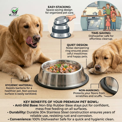 Stainless Steel Feeding Bowls for Pet (Multicolor, 1200 ml)
