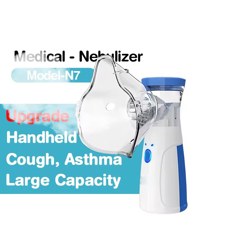 Portable, Rechargeable, Mesh Nebulizer for Adults & Kids, Handheld Nebulizer Machine with 2 Masks, 1 Mouth piece & Usb, Cool Mist In-hailer for Cold & Cough, Breathing Problems
