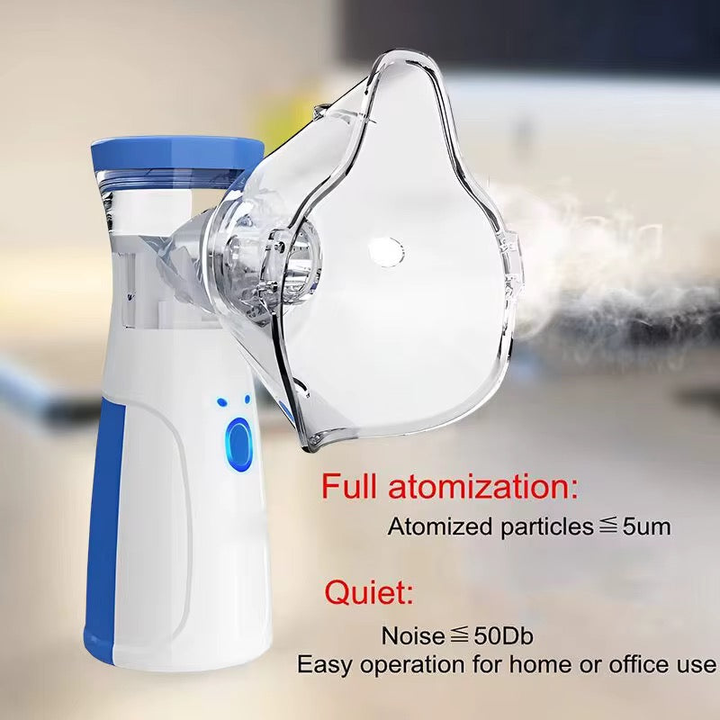 Portable, Rechargeable, Mesh Nebulizer for Adults & Kids, Handheld Nebulizer Machine with 2 Masks, 1 Mouth piece & Usb, Cool Mist In-hailer for Cold & Cough, Breathing Problems