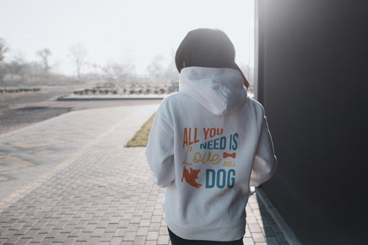 Unisex Heavyweight Zip Hoodie - All you need is Love and a Dog DTF Print