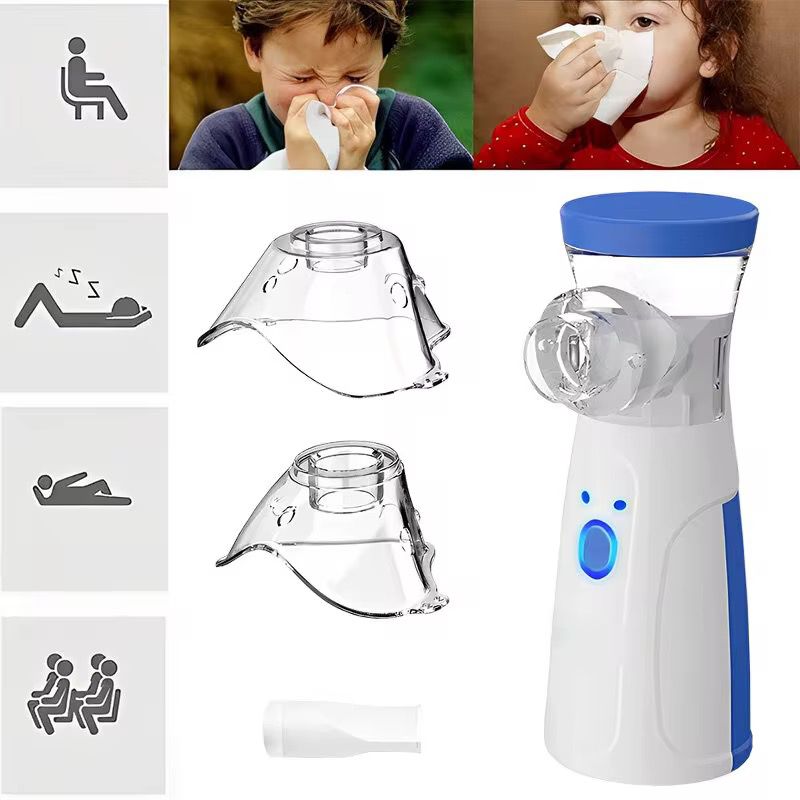 Portable, Rechargeable, Mesh Nebulizer for Adults & Kids, Handheld Nebulizer Machine with 2 Masks, 1 Mouth piece & Usb, Cool Mist In-hailer for Cold & Cough, Breathing Problems