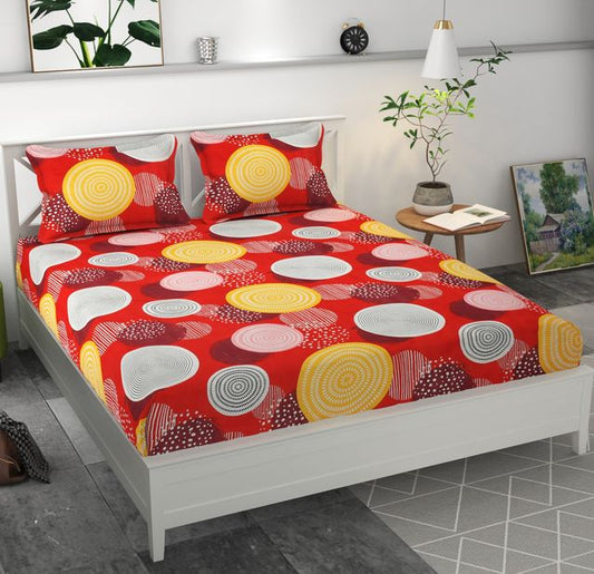 Premium Microfiber Elastic Fitted Double Bedsheet with 2 Pillow Covers