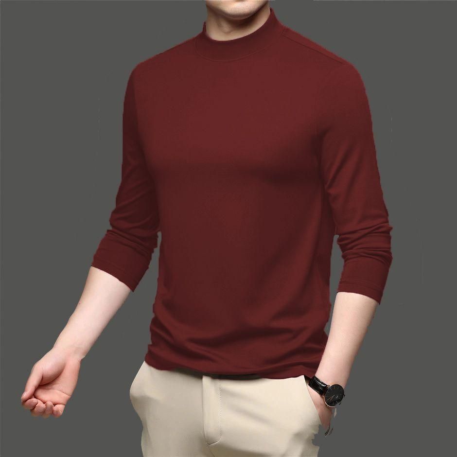 Clafoutis Polyester Solid Full Sleeves Mens Stylish Neck T-Shirt