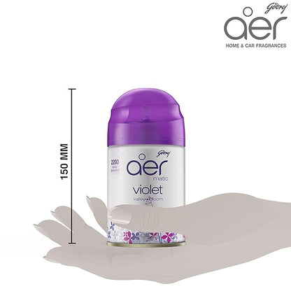 Godrej aer Matic Refill - Automatic Room Fresheners | Violet Valley Bloom | 2200 Sprays Guaranteed | Lasts up to 60 days (225ml)