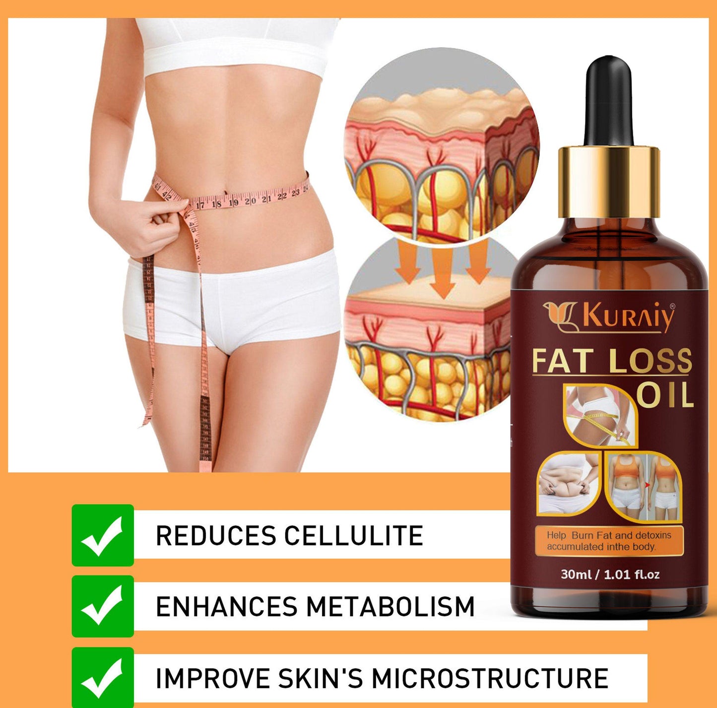KURAIY Premium Slimming Oil | Fat Loss Oil | Weight Loss Oil | Body Oil