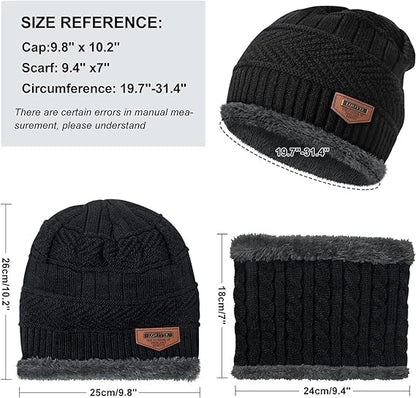 Fitness Mantra® Winter Woolen Beanie Cap & Muffler for Men & Women| Beanie Cap| Winter Clothing Set| Woolen Topaa| Winter Cap| Head & Neck Warmer| 1 Set|