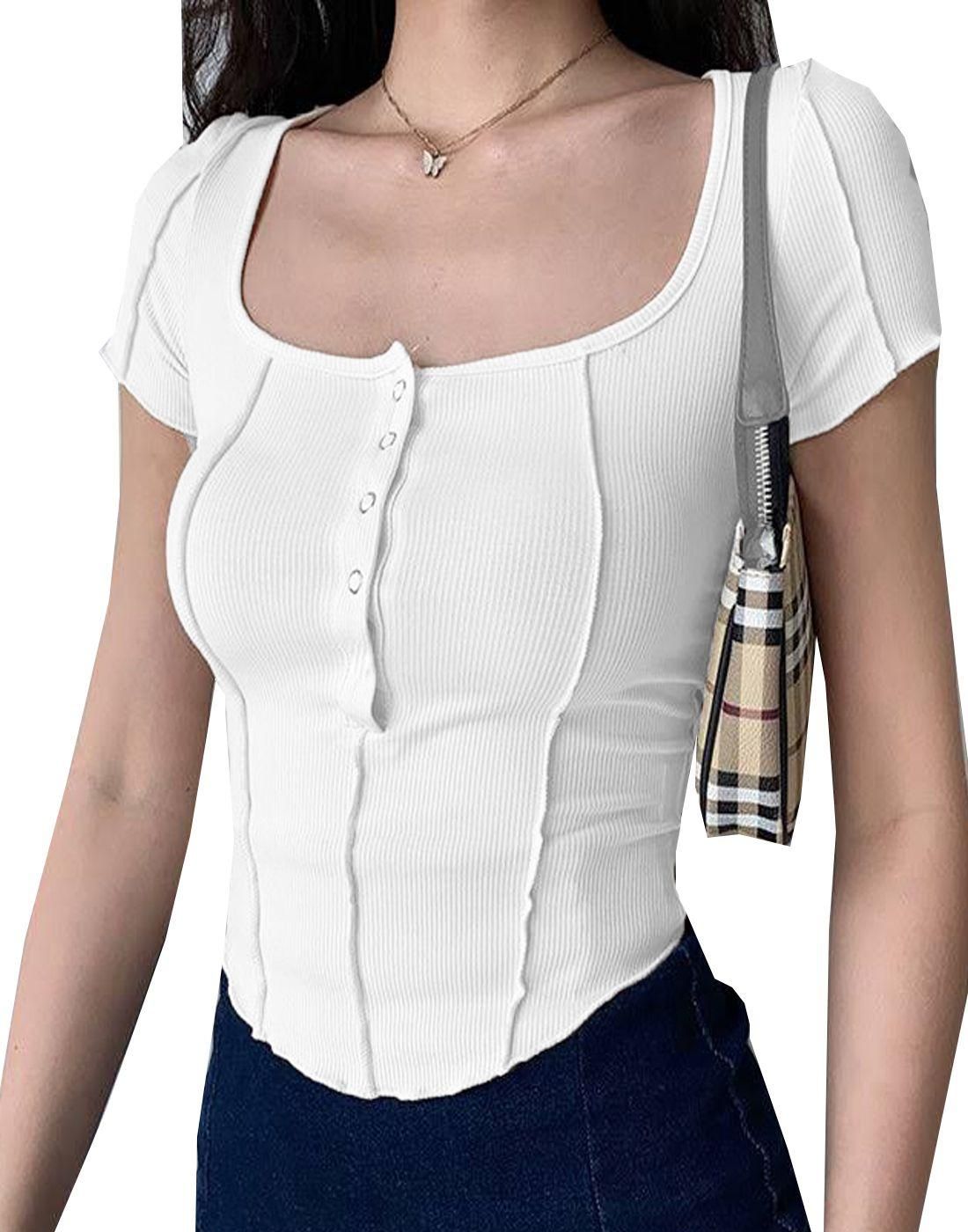 Clafoutis Pack of 2 Women New Design Button Down Crop Top