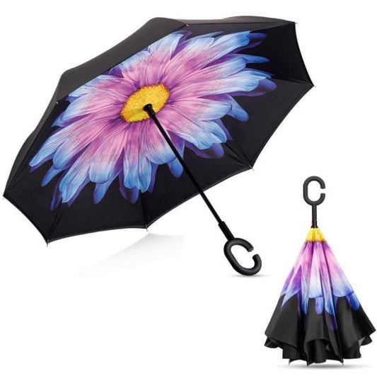 Double Layer Strong Waterproof Umbrella with C- Shape Handle