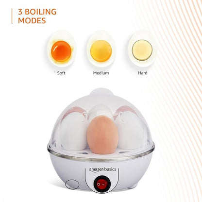 Amazon Basics Electric Egg Boiler | 3 Boiling Modes | Automatic Operation | Overheat Protection