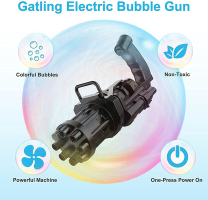 Bubble Gun- 8 Hole | Automatic Gatling Bubble Gun - Assorted Color