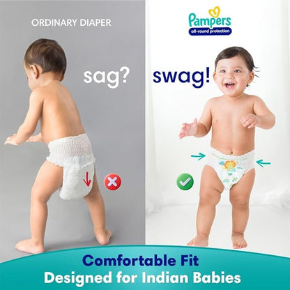 Pampers All round Protection Pants Style Baby Diapers, Large (L) Size, 64 Count, Anti Rash Blanket, Lotion with Aloe Vera, 9-14kg Diapers