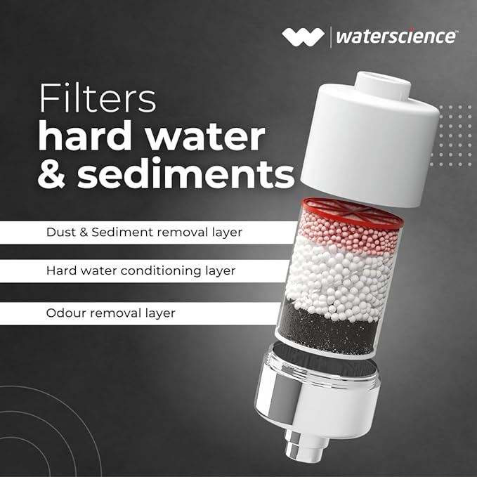 WaterScience CLEO Shower and Tap Filter for Hard Water | Water Softener for Bathroom | Hard Water Filter