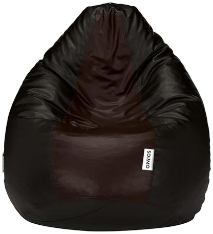 Amazon Brand - Solimo Xxxl Bean Bag Filled With Beans (Black And Brown)(Faux Leather)