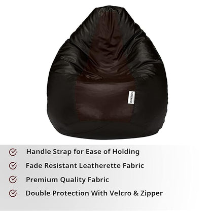 Amazon Brand - Solimo Xxxl Bean Bag Filled With Beans (Black And Brown)(Faux Leather)