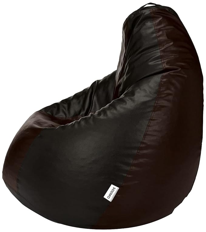 Amazon Brand - Solimo Xxxl Bean Bag Filled With Beans (Black And Brown)(Faux Leather)