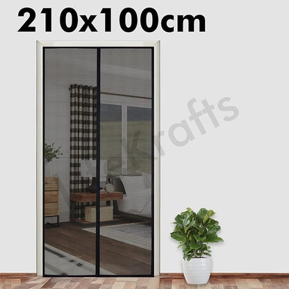 LifeKrafts Polyester Magnetic Mosquito Net for Door | Mosquito Curtain for All Door Types & Sizes | Auto-Closing Insect Screen to Keep Mosquito Out (Black, 210x100 Cms)