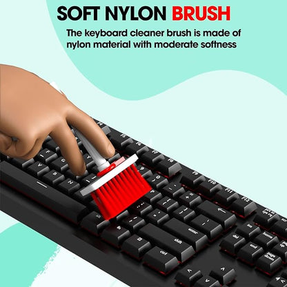 Sounce Cleaning Soft Brush Keyboard Cleaner 5-in-1 Multi-Function Computer Cleaning Tools Kit Corner Gap Duster Keycap Puller for Bluetooth Earphones Lego Laptop AirPods Pro Camera Lens (Red)