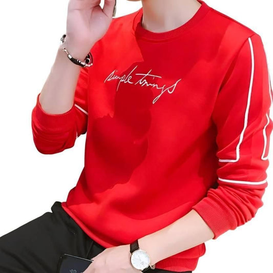 Men's Typography Round Neck Pure Cotton Red T-Shirt