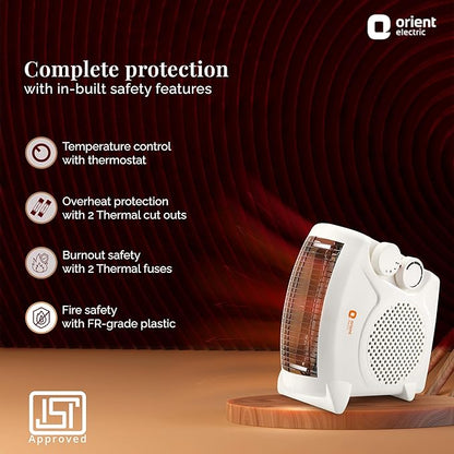 Orient electric Areva fan heater|2000W power|2 heating modes|Compact design |1 year replacement warranty