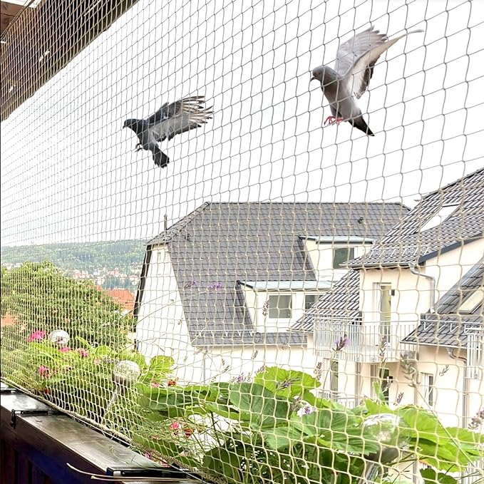 Mr. Right Pigeon Nets for Balconies (10x6 Ft), Anti Bird Control Net, Heavy Duty HDPE Mesh Net for Balconies, Installation Kit Included